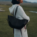 Classic Curved Tote Bag with Matching Wallet