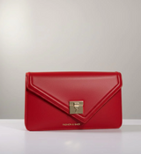 Elegant 'Fashion & Bags' Signature Red Flap Clutch