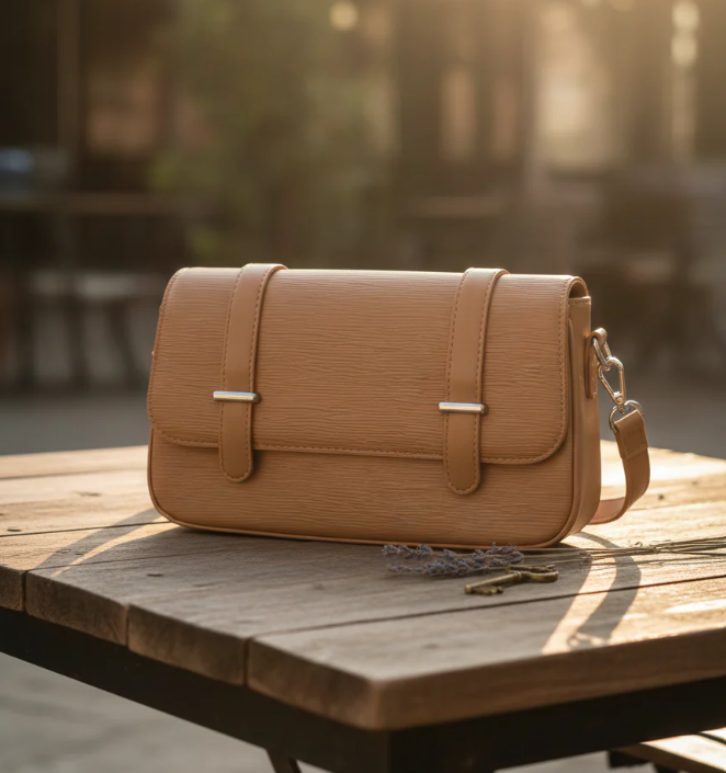 Chic Structured Shoulder Bag with Buckle