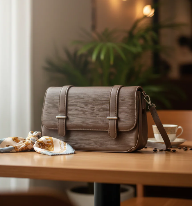 Chic Structured Shoulder Bag with Buckle