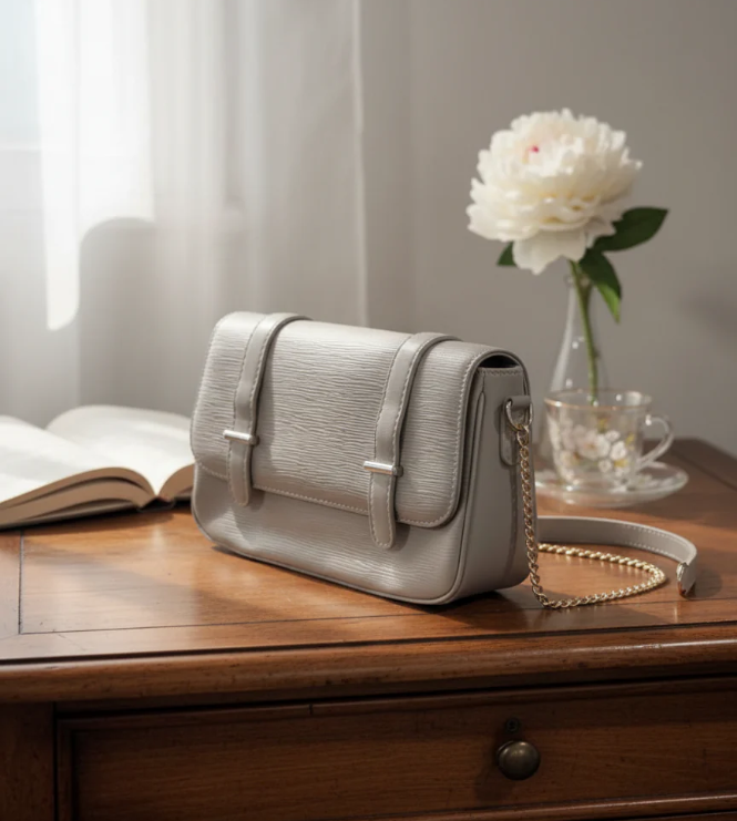 Chic Structured Shoulder Bag with Buckle