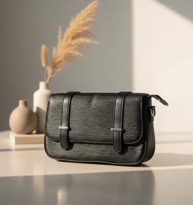 Chic Structured Shoulder Bag with Buckle