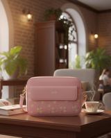 Elegant Mint Pastel Crossbody Bag with Floral Pattern