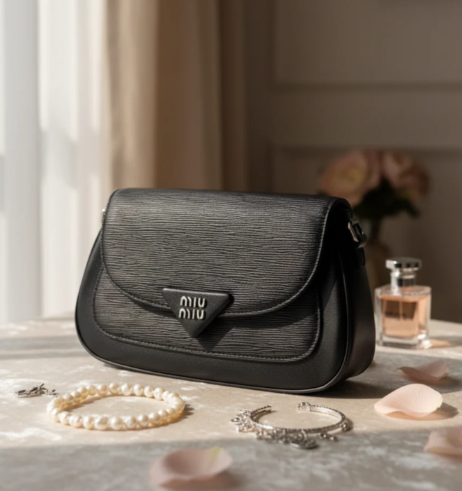 Elegant Miu Miu Maroon Leather Crossbody Bag