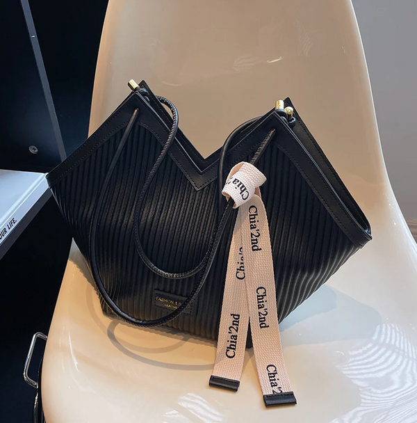 Modern V-Cut Structured Shoulder Bag